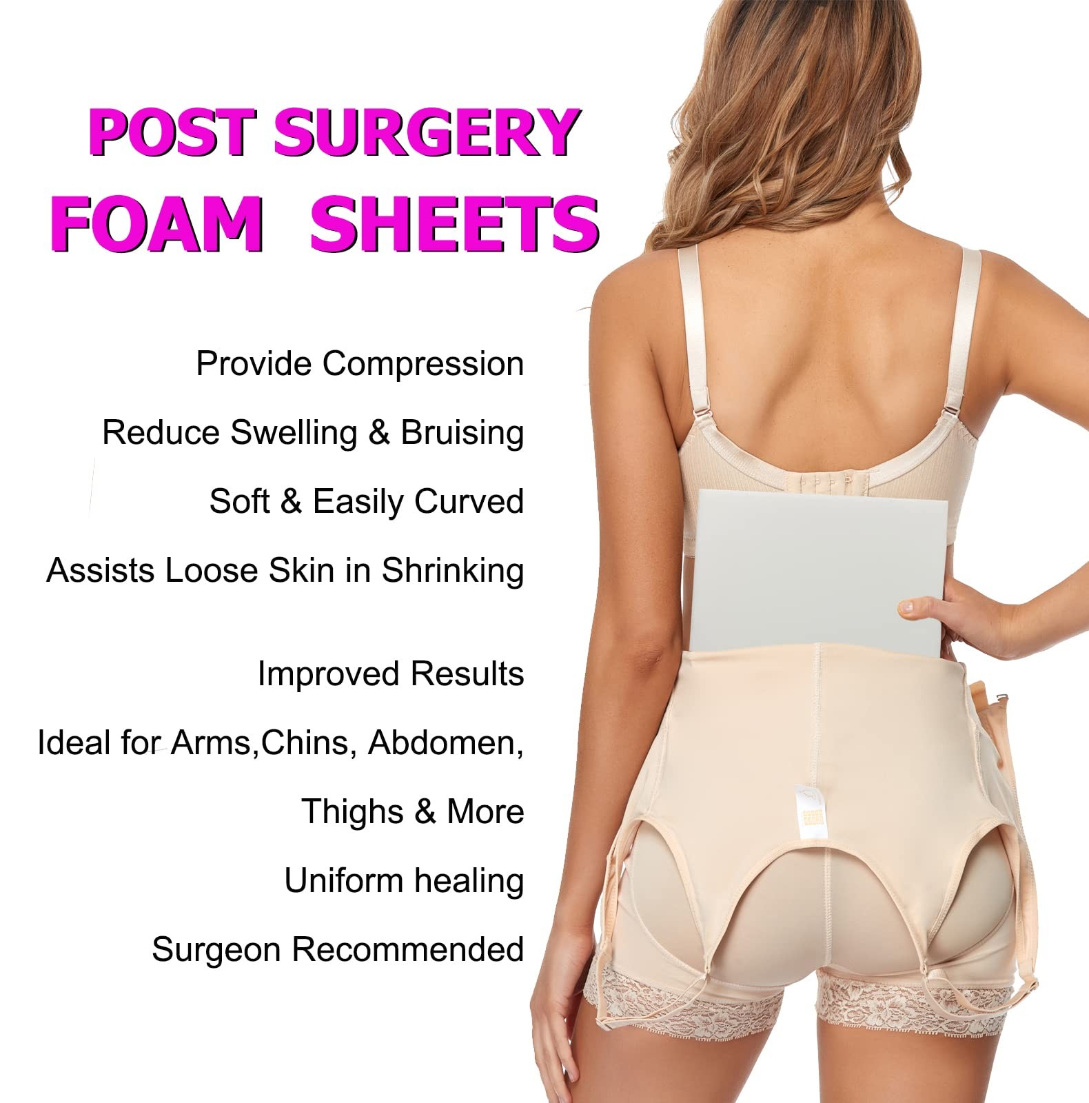 4 Pack Lipo Foam Post-surgical Ab Board Flattening Abdominal Compression Boar…