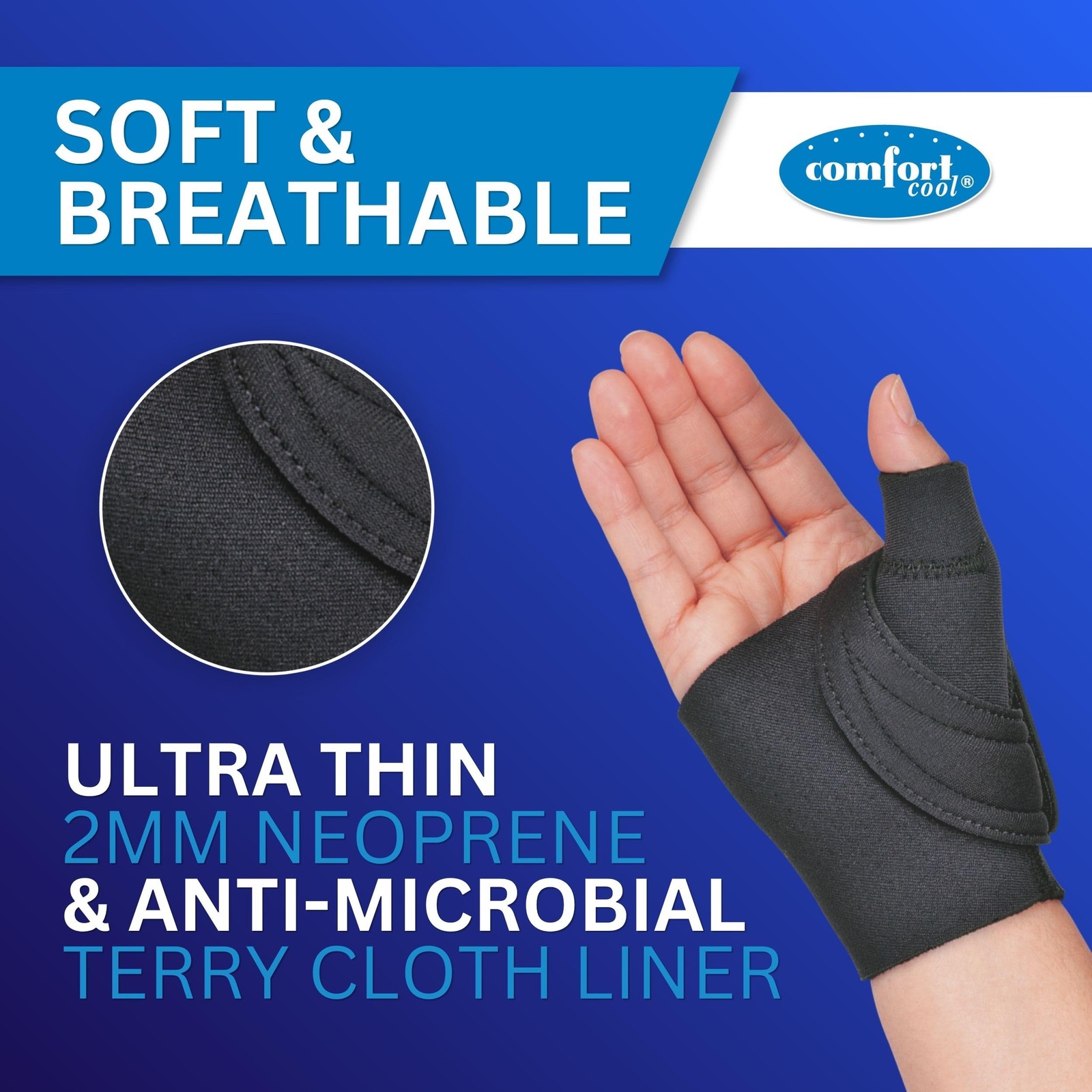 Comfort Cool CMC Thumb Brace X-Large Black Right Hand Arthritis Relief Neoprene