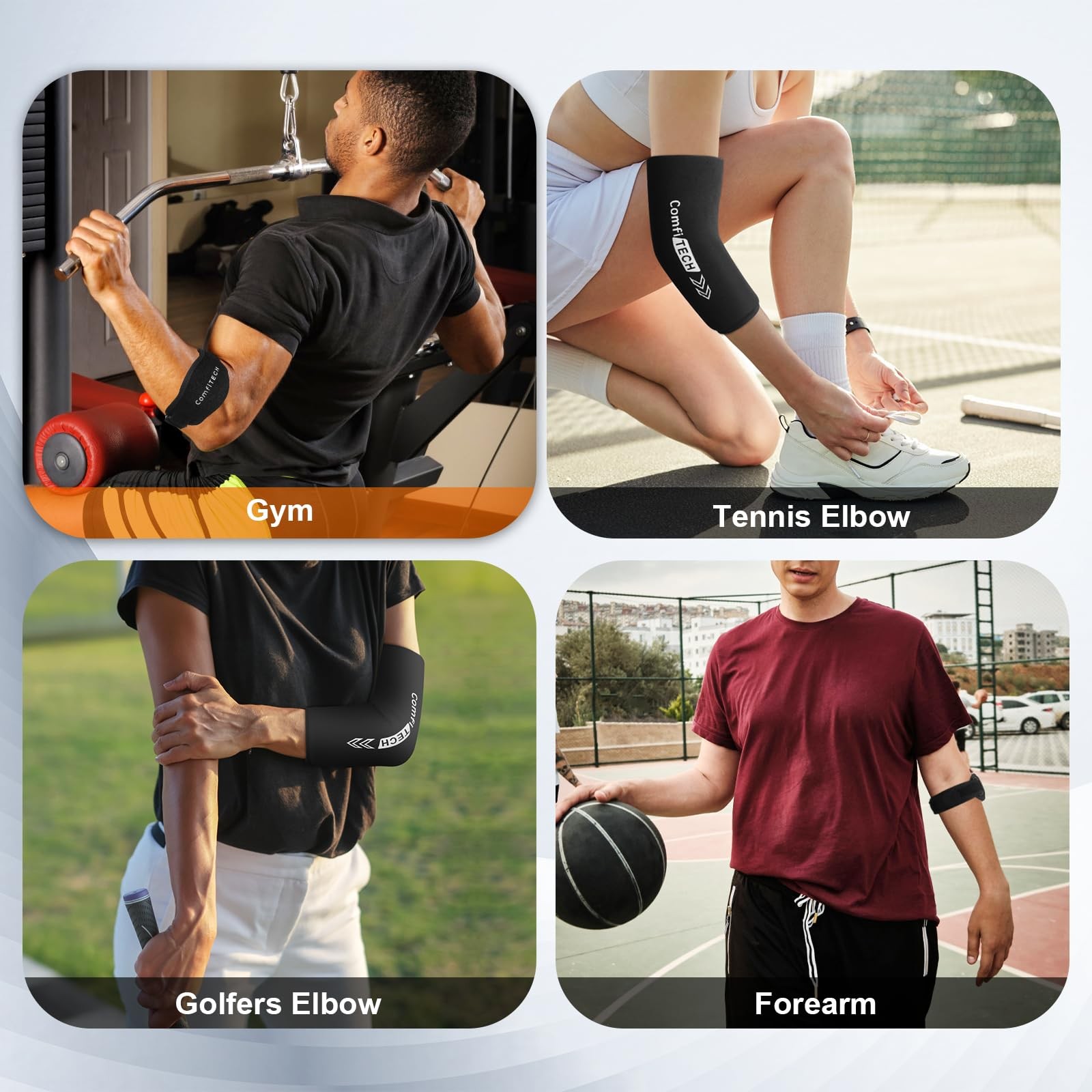 Tennis Golfers Elbow Brace Strap & Ice Pack Wrap Combo for Men and , Cold Sle…
