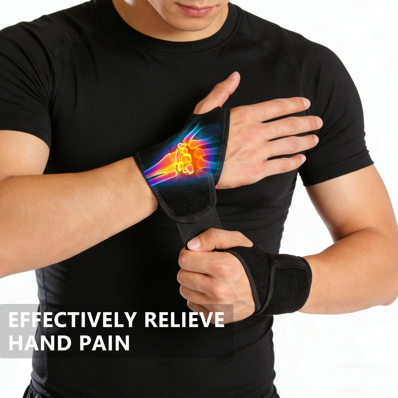 Wrist Brace Adjustable Support Hand Strap 1 Count (Pack of 1), Black