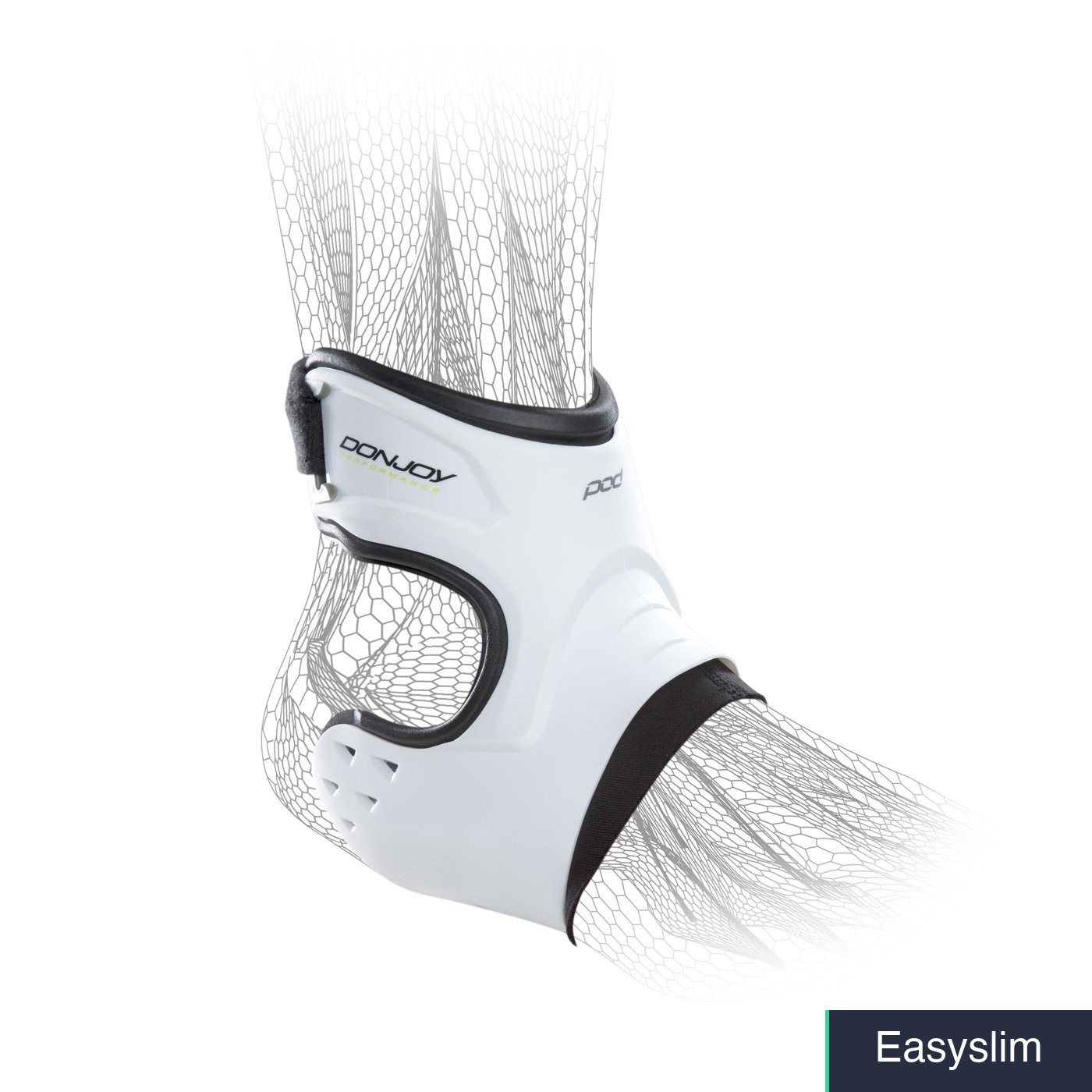 Ankle Support Brace White Right Foot X-Small Molded TPU Low Profile Lining