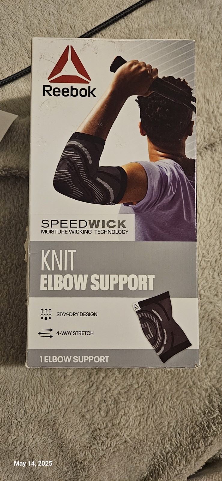 Reebok Delta Speedwick Knit Elbow Support Black S/M. OPEN BOX NEW