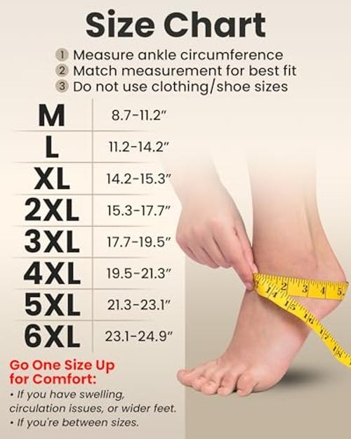 Ankle Compression Sleeve – 1-Pair, Plantar Fasciitis Braces 6XL Black / 1 Pair