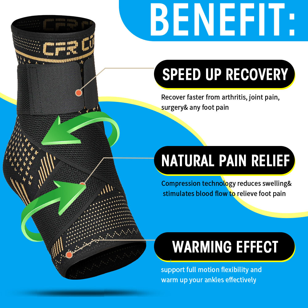 Ankle Brace Support Compression Sleeve Plantar Fasciitis Pain Relief -Foot Wrap