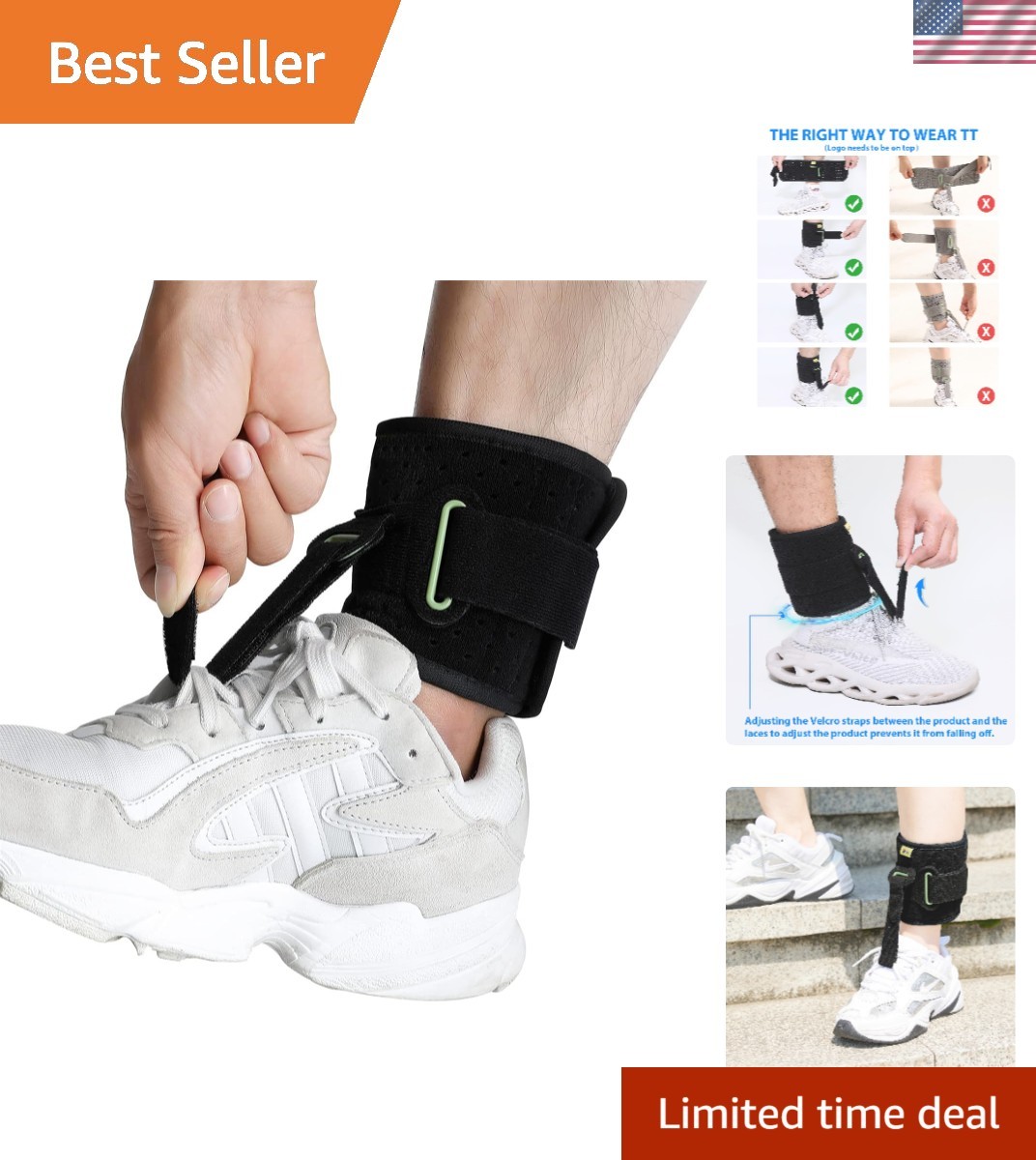 Pain-Relief Drop Foot Brace – Adjustable Ankle Orthosis for Right/Left Feet