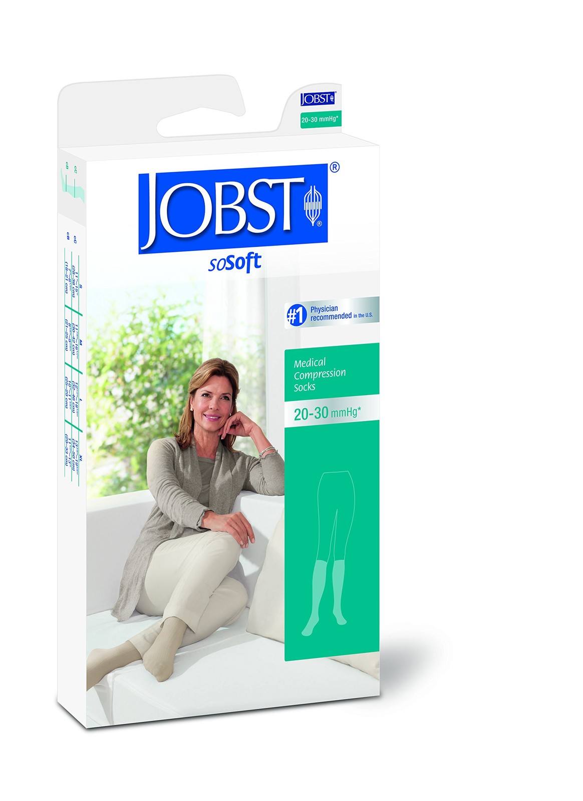 Jobst 120236 Sosoft Compression Sock Ribbed Knee High 20-30Mmhg Sand X-Large
