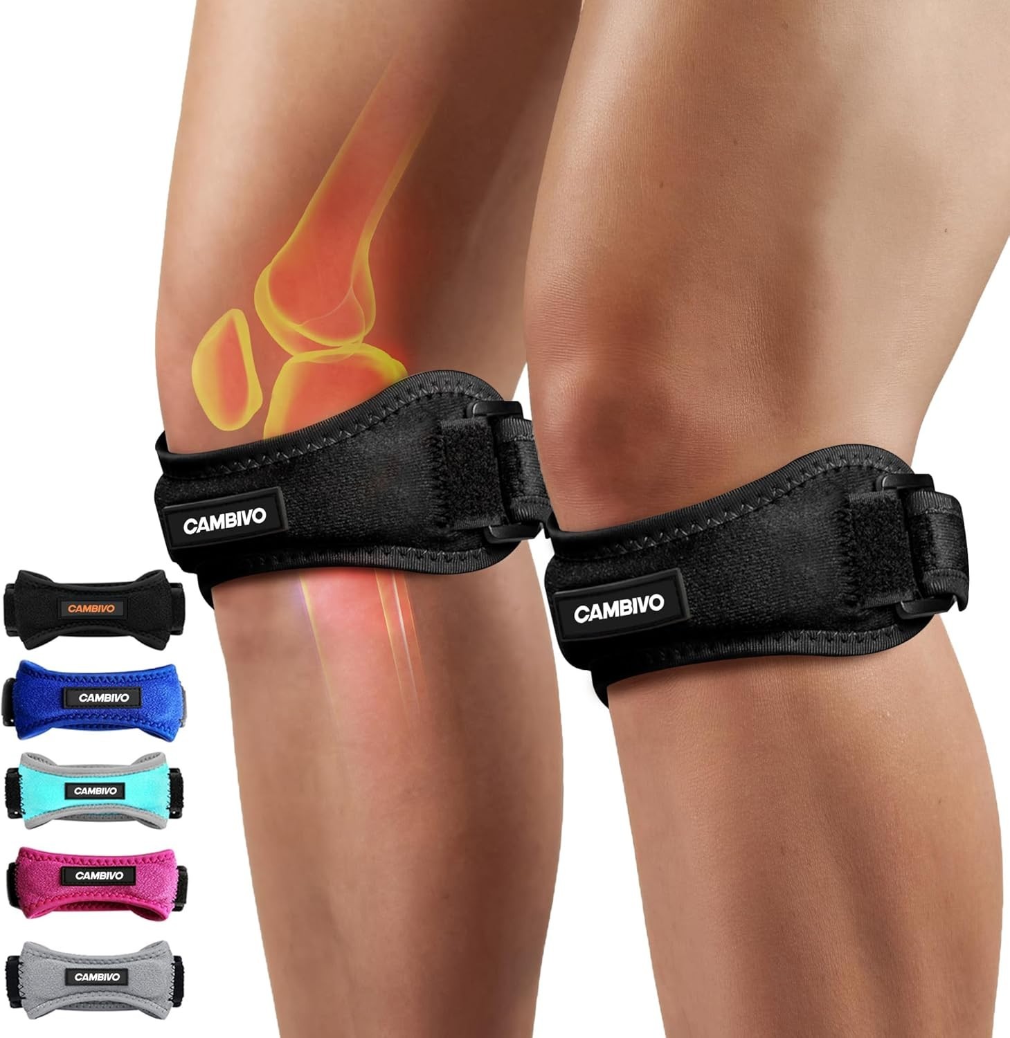 2 Pack Adjustable Knee Braces for Patellar Support – Ideal for Sports & Exercise