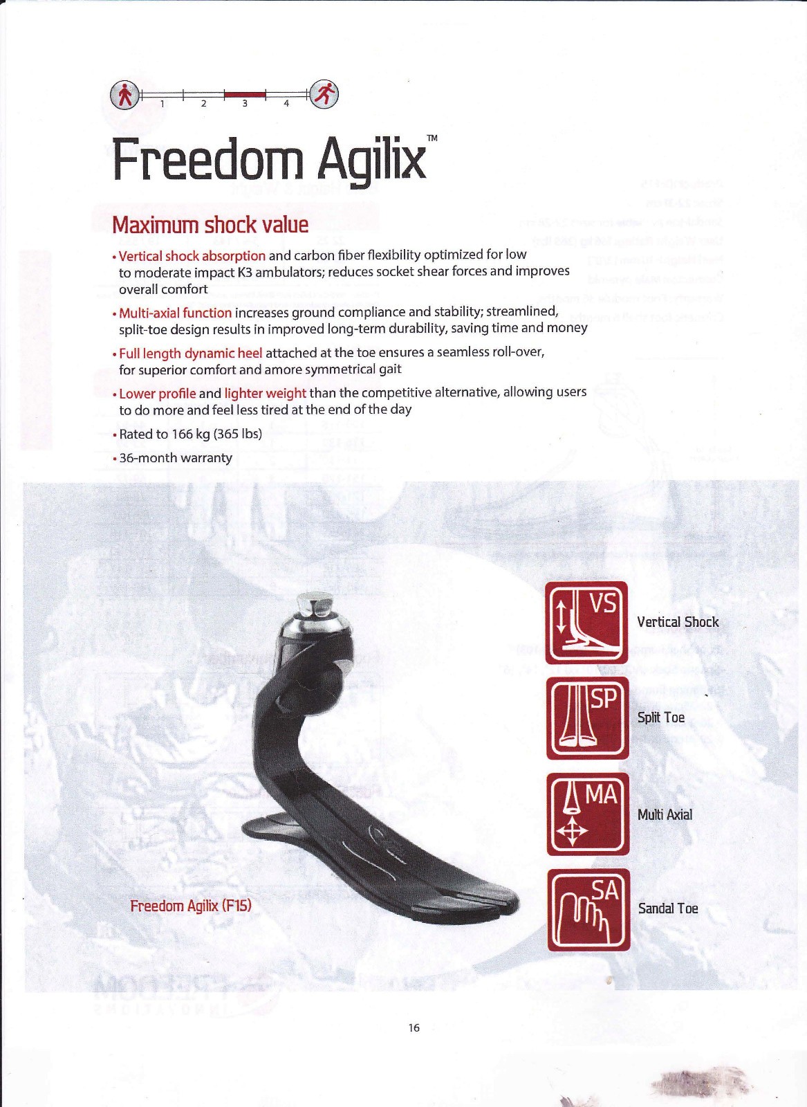 Freedom Agilix Foot Prosthetic Category 2 Size 28 cm