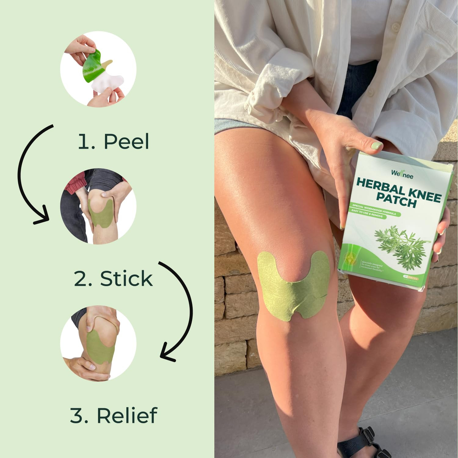 Wellnee Original Herbal Knee Patch – Wellknee Plaster for Knee Support & Muscle