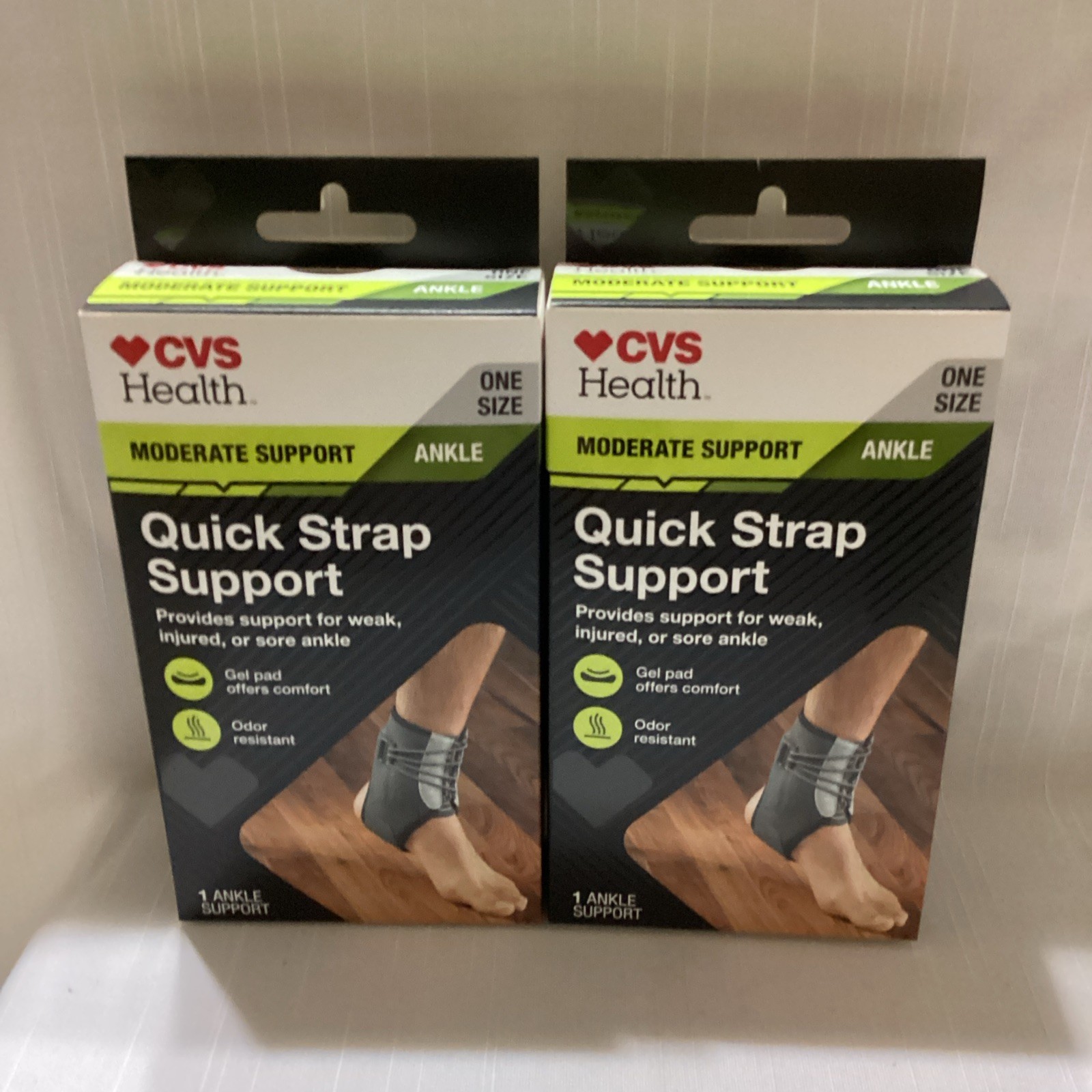 2x CVS Health Moderate Support Ankle Quick Strap Support One Size