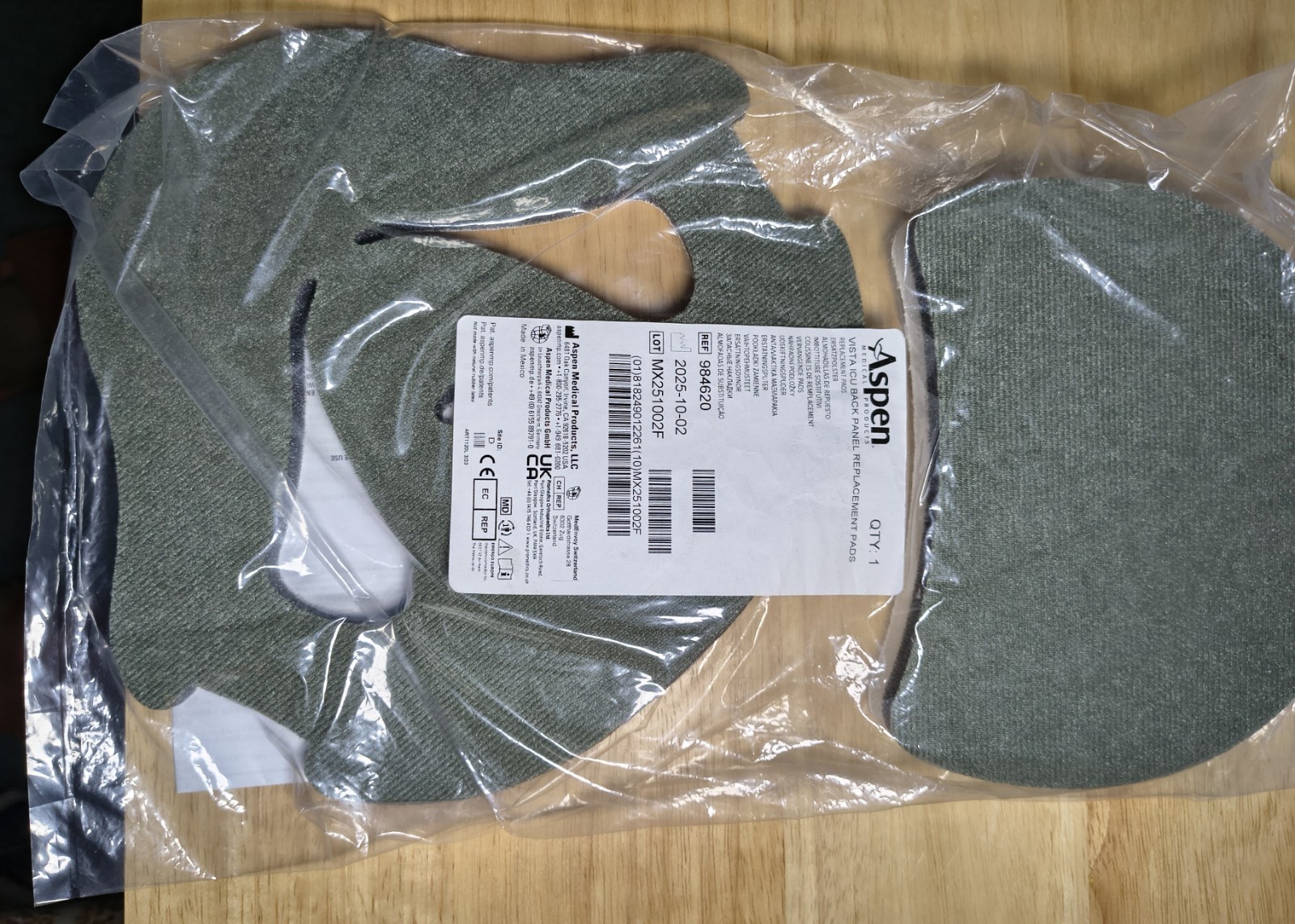 Aspen Vista ICU Back Panel Replacement Pads Upper Spine Pad #984620