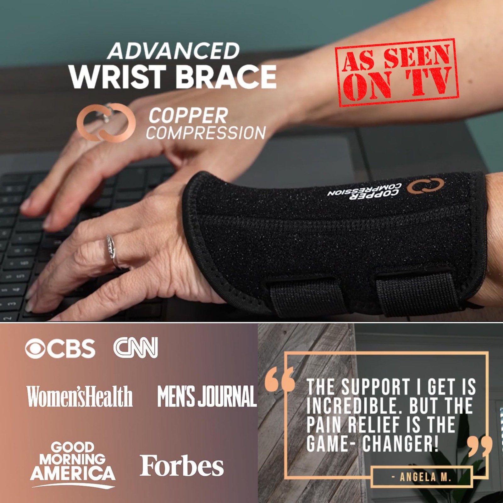 Copper Compression Advanced Wrist Left Hand Large/X-Large (Pack of 1), Black