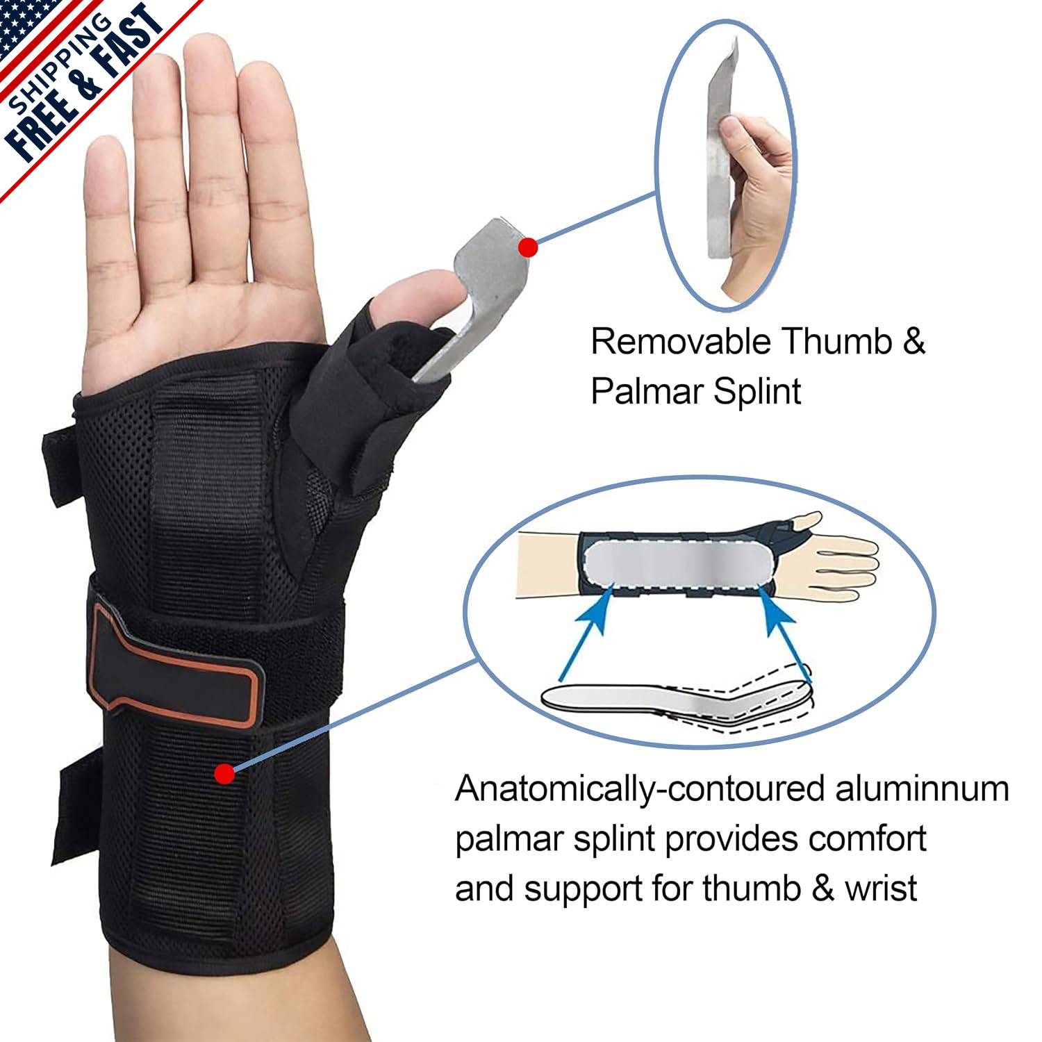 Wrist and Thumb Splint for De Quervain’s, Tendonitis, and Arthritis Left, Medium