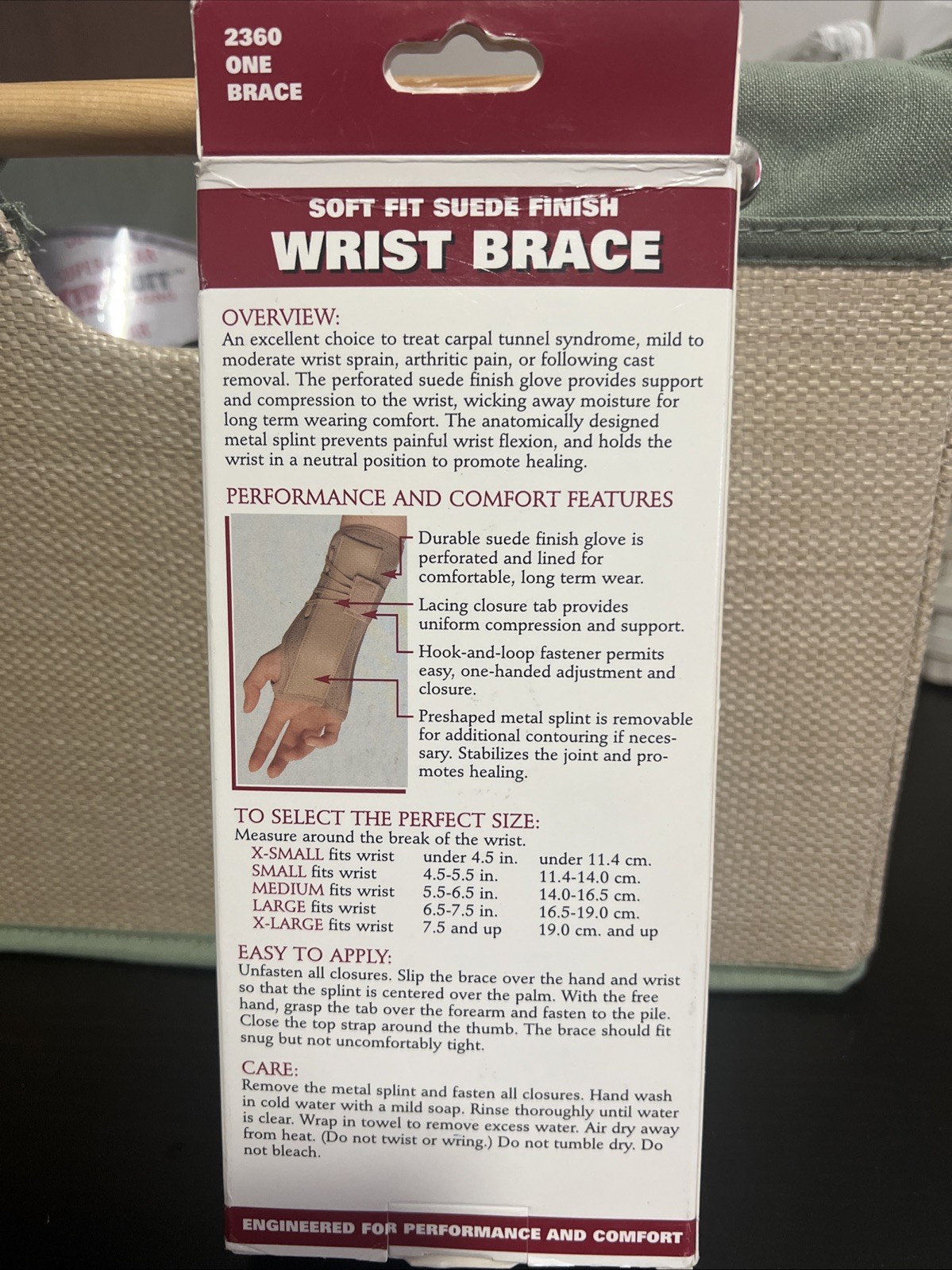 OTC Soft-Fit Suede Finish Wrist Brace, Right, X-Large 2360