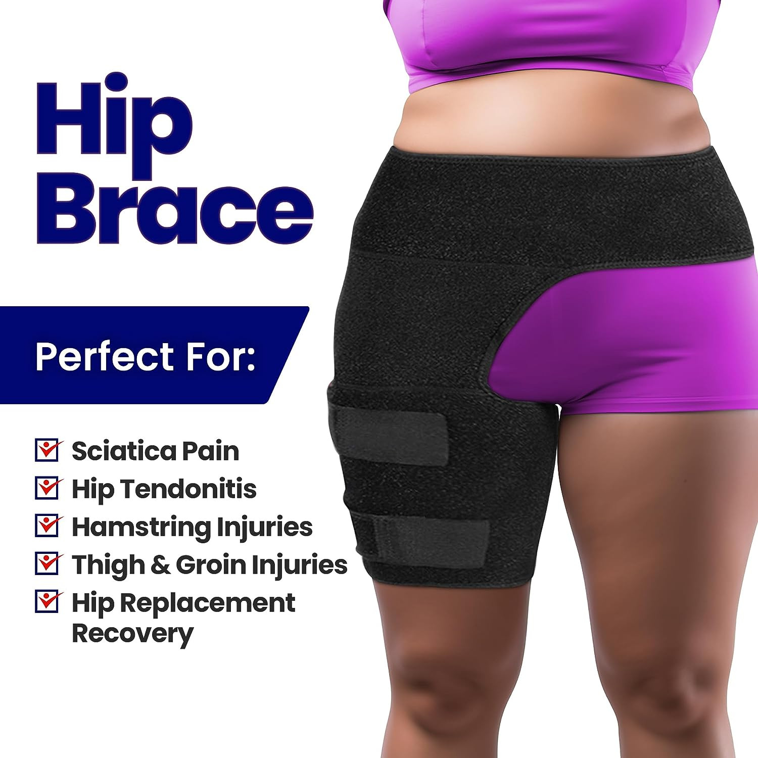 Hip Brace Thigh Compression Sleeve X-Large Left Hip Pain Relief Hamstring Wrap