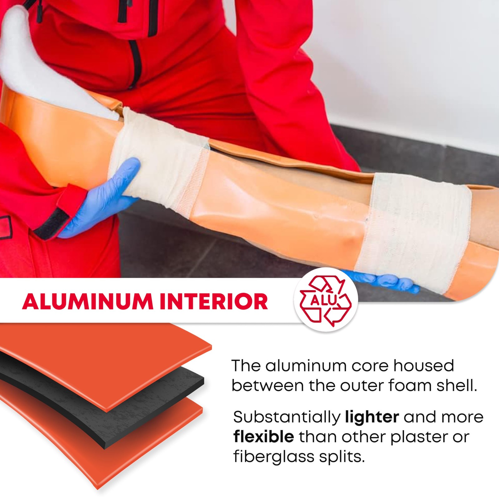 Ever Ready First Aid Universal Aluminum Splint, 3 Count (Pack of 1), Orange