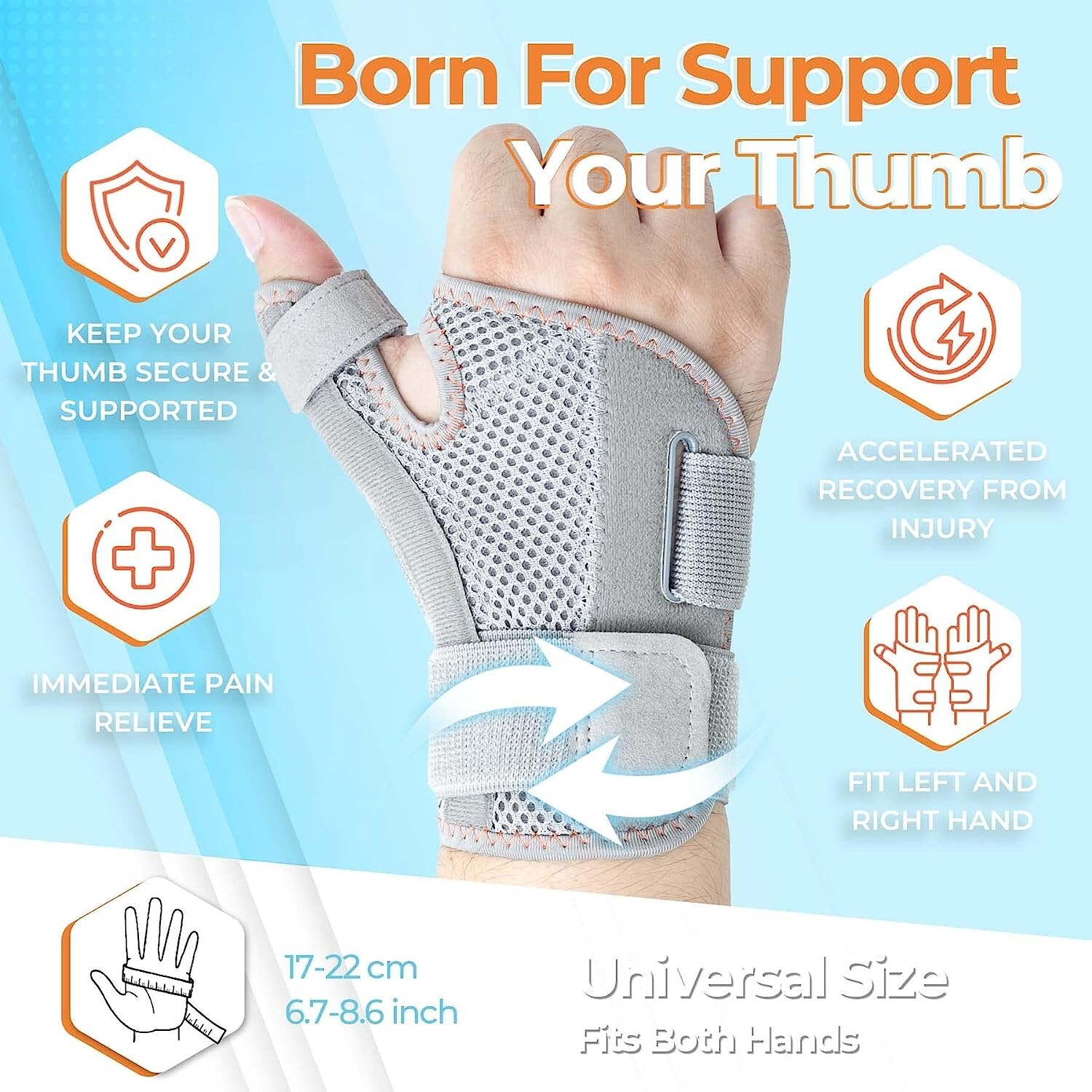 Comfortable Thumb Brace for Right & Left Hand Universal Size, Thumb Spica Splint