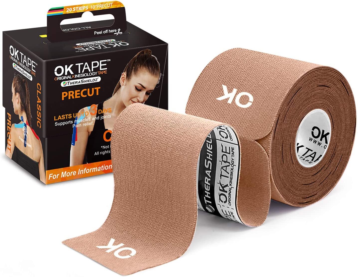 OK TAPE Kinesiology Tape 20 Strips Precut – Latex Free Waterproof Athletic Ta…