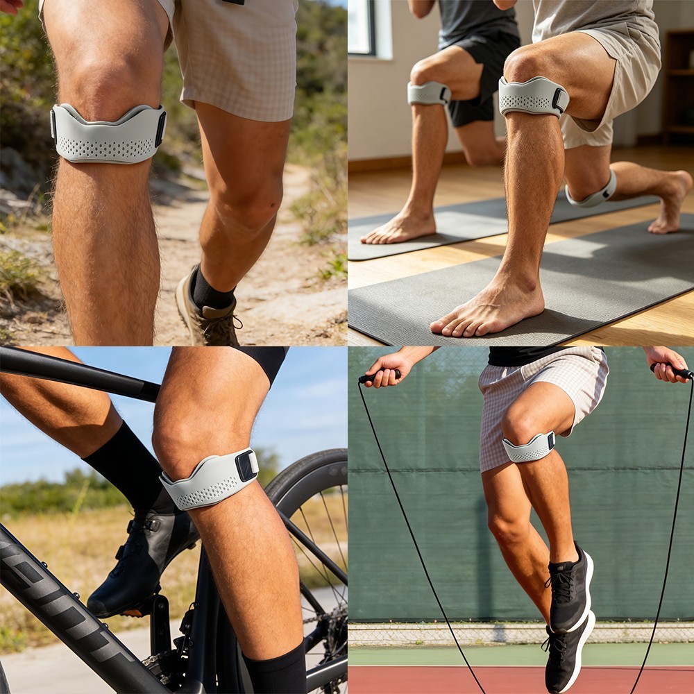 Patellar Tendon Support Strap, Silicone Adjustable Knee Brace for Men Women Pat