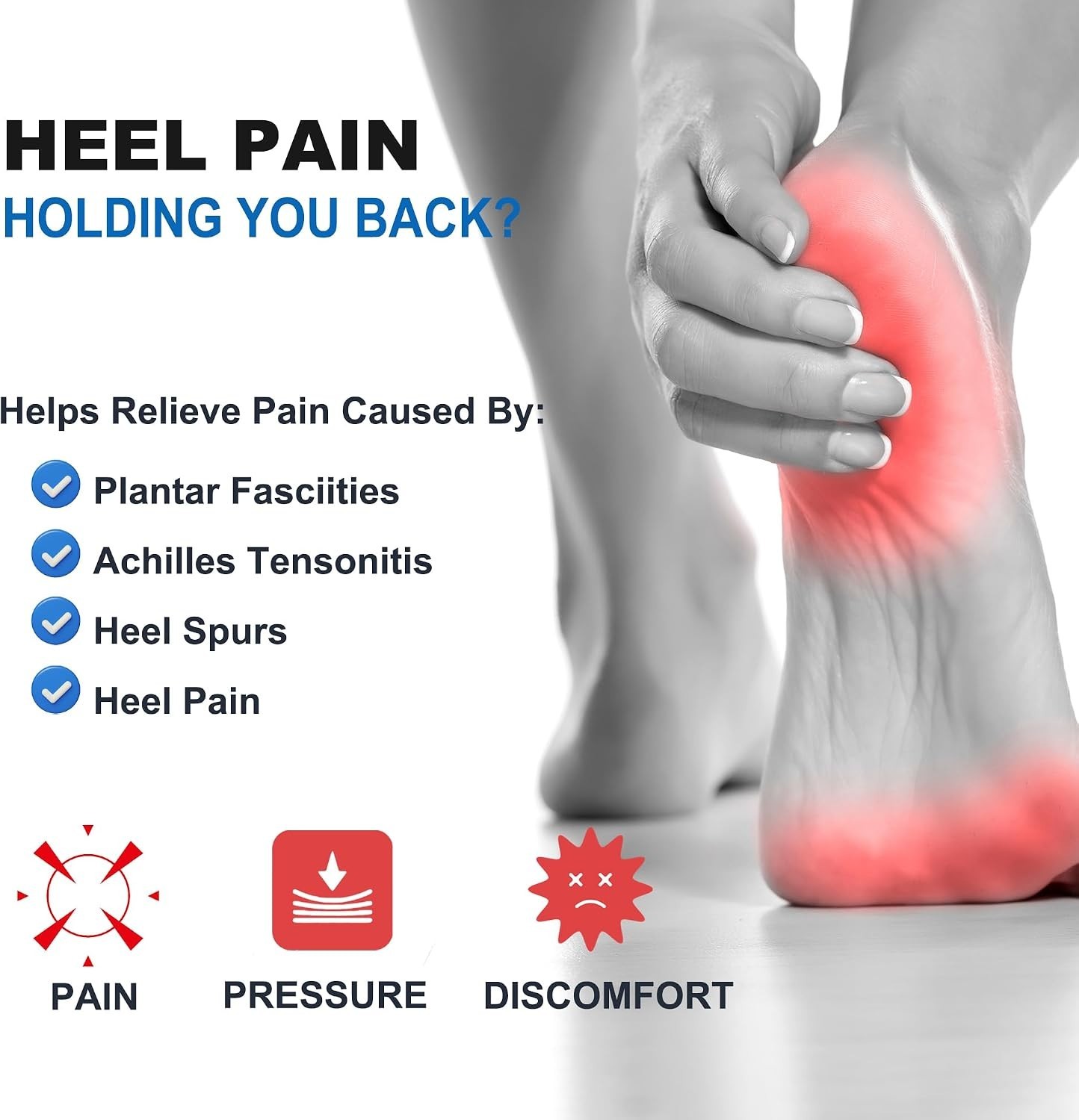Self-Adhesive Gel Heel Support Pads for Injury Prevention – Size L, 2 Pairs