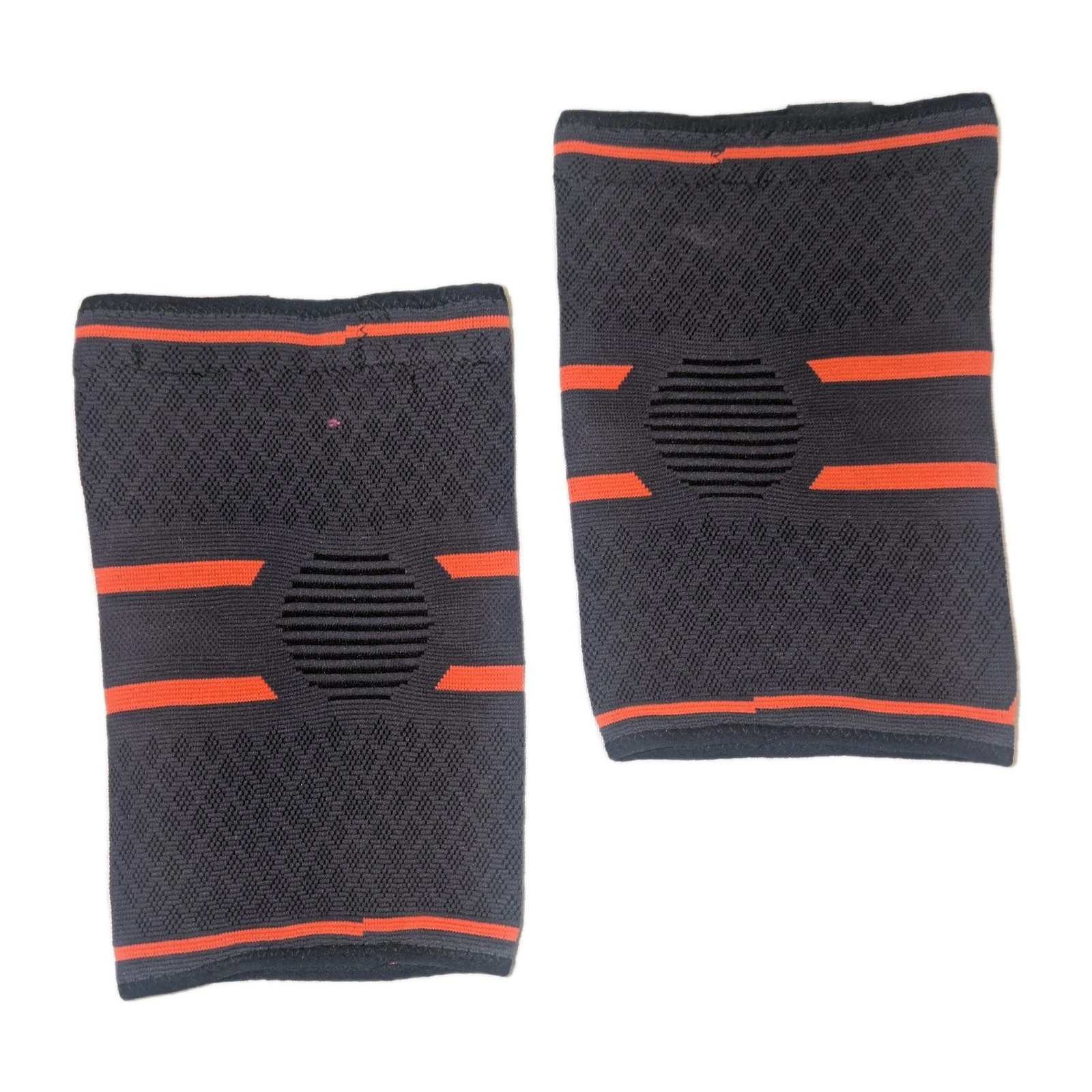 Modvel Knee Brace Large Compression Sleeve 2-Pack Black Orange Unisex Pair EUC