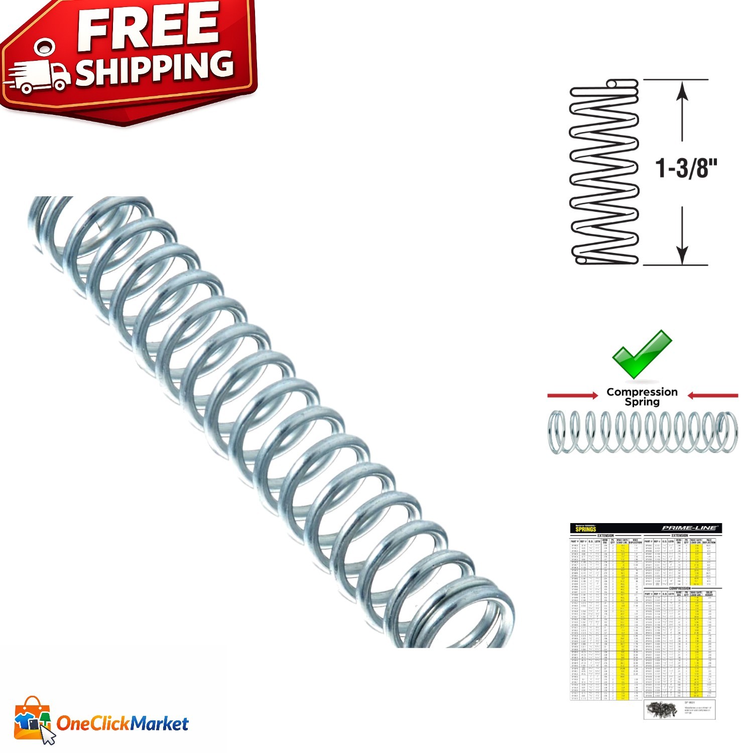 Nickel-Plated Compression Springs – Spring Steel, 0.028 GA, 4 Pack