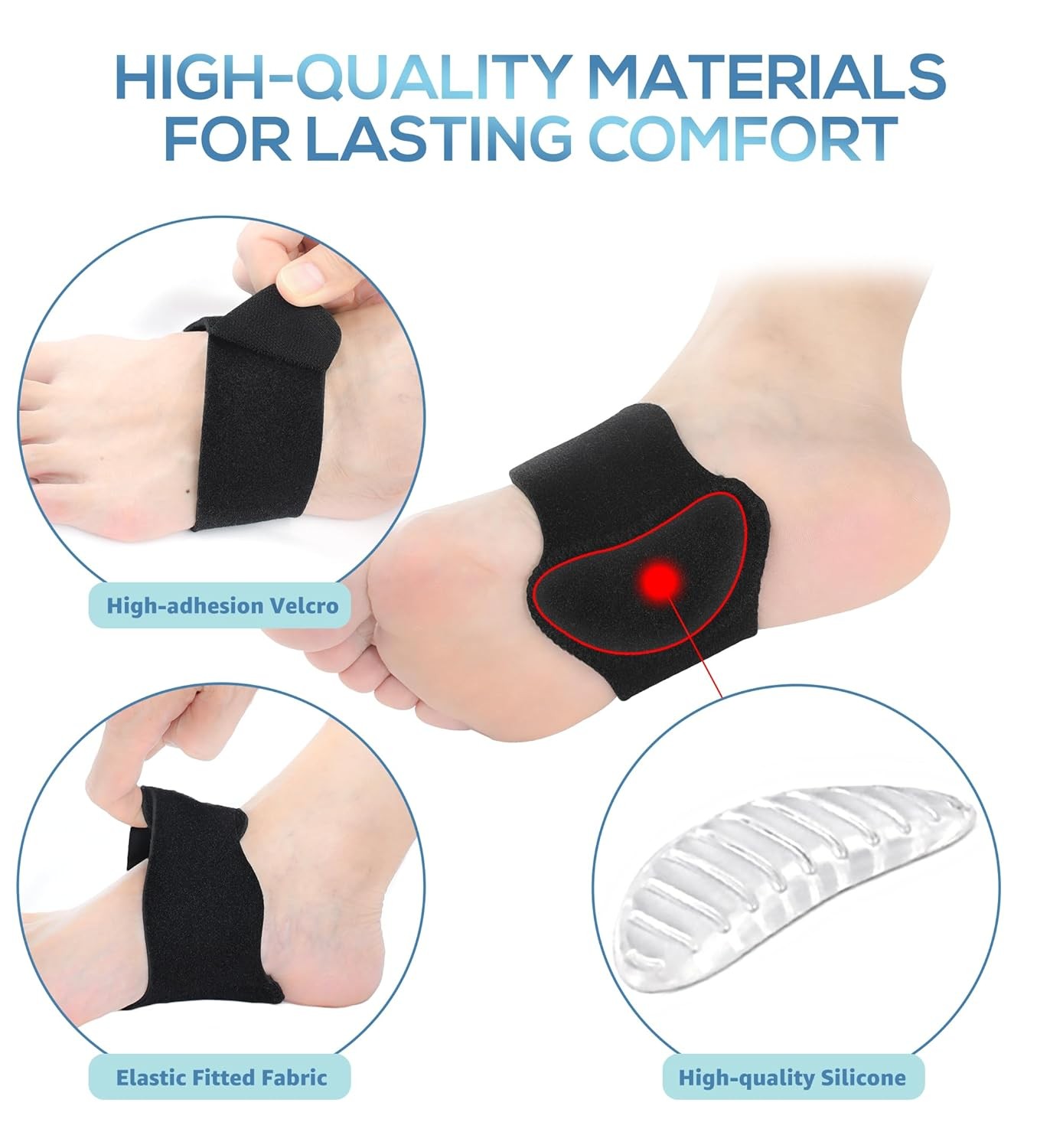 Adjustable Non-Slip Arch Support Wraps – 2 Pack, Soft Elastic Design