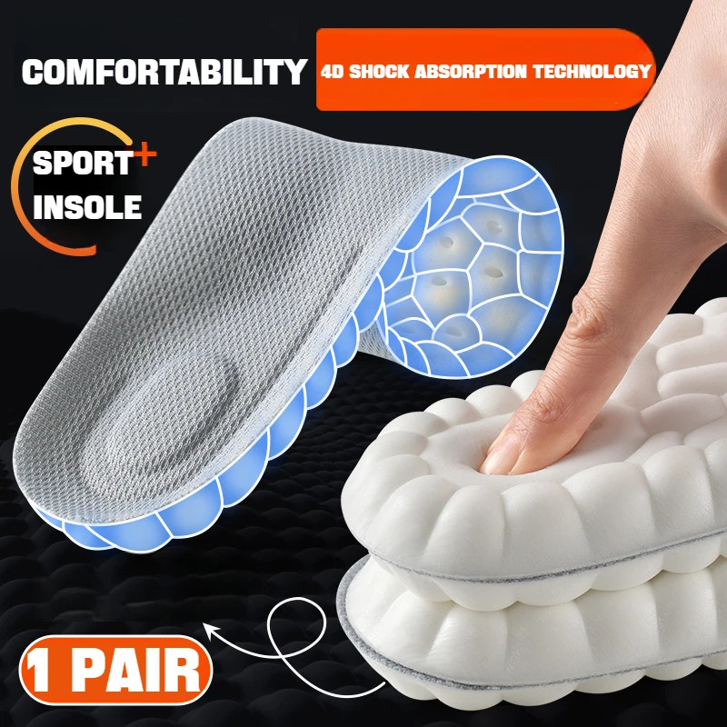 1Pair Arch Support Orthopedic Inserts Sports Shock Absorption Shoe Pads 4D Soft