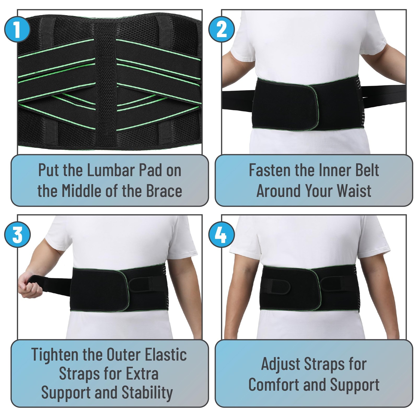 DR JK- Lower Back Brace with Lumbar Pad for Men and Women, XL, Back Brace for…