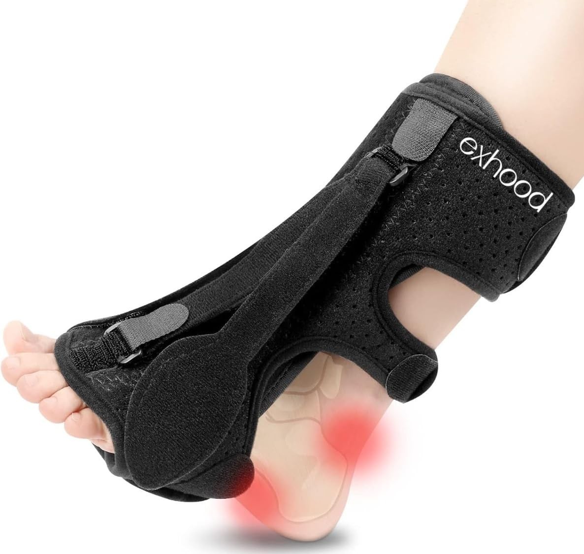 Plantar Fasciitis Night Splint – 3 Adjustable Straps for Pain Relief, Black