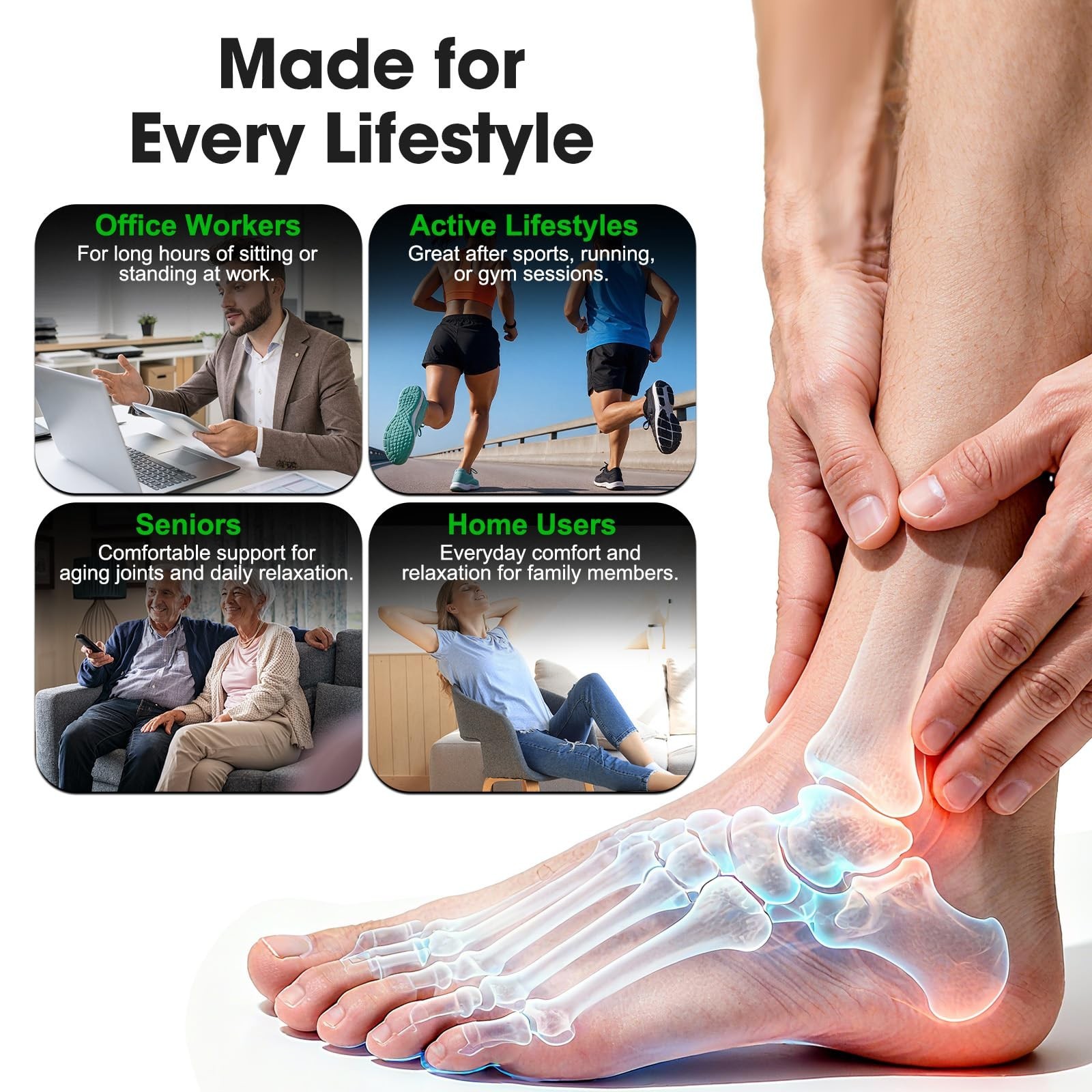 Cordless Foot Ankle Massager for Pain Relief, Ankle Heating Pad with Massage,…