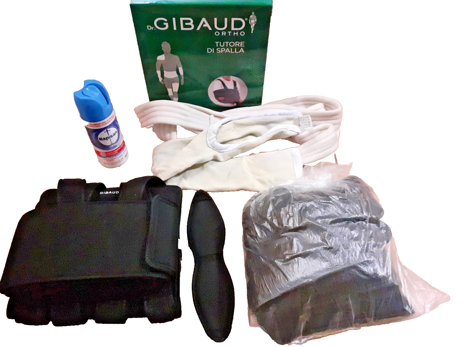 3 Shoulder Braces 2 Dr Gibaud + Other Sling Brace + Napisan Disinfectant Spray