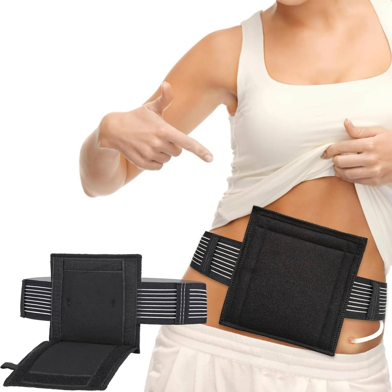 2 Pack Feeding Tube Belt G Tube Holder Protective Breathable Beige With Slit New