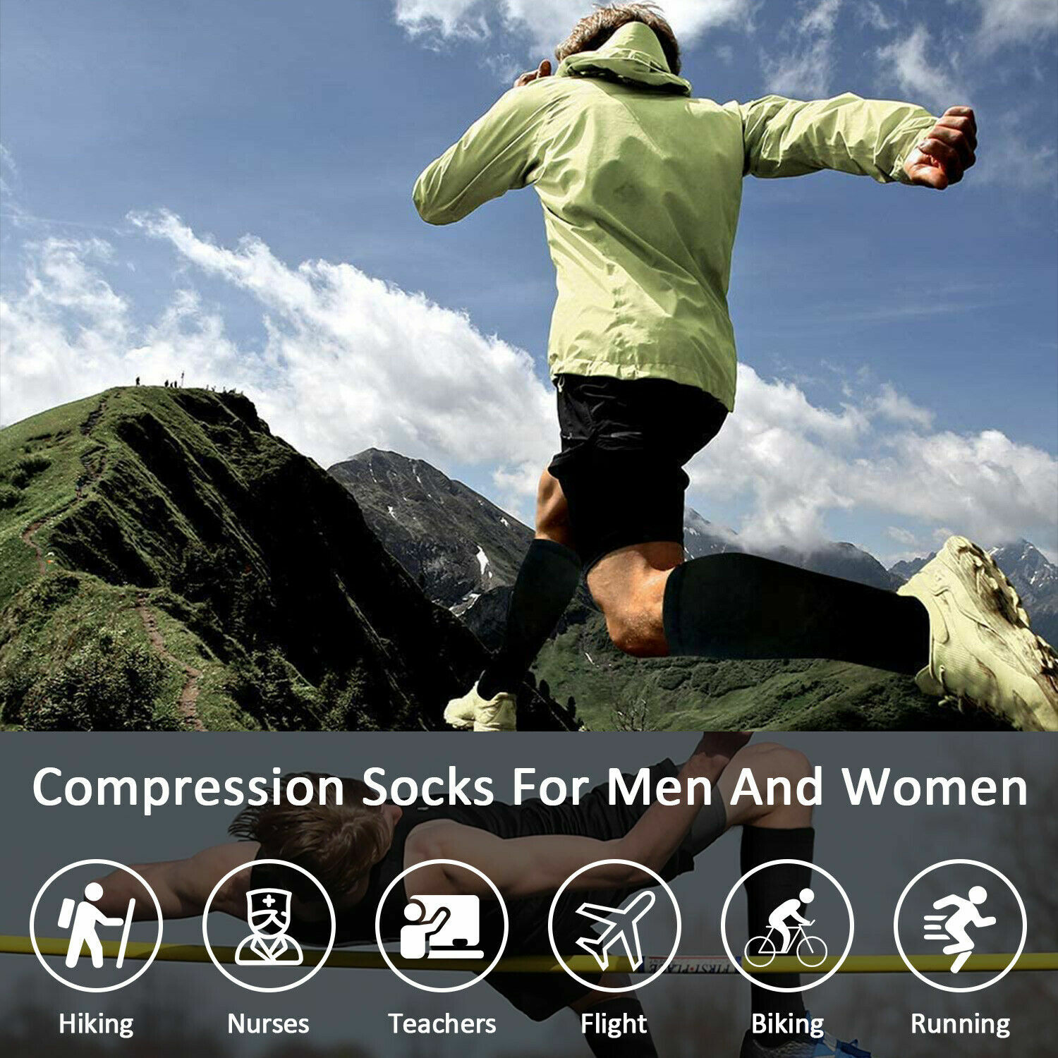 1/3/6 Copper Compression Socks 20-30mmHg Graduated Support Mens Womens S-XXL