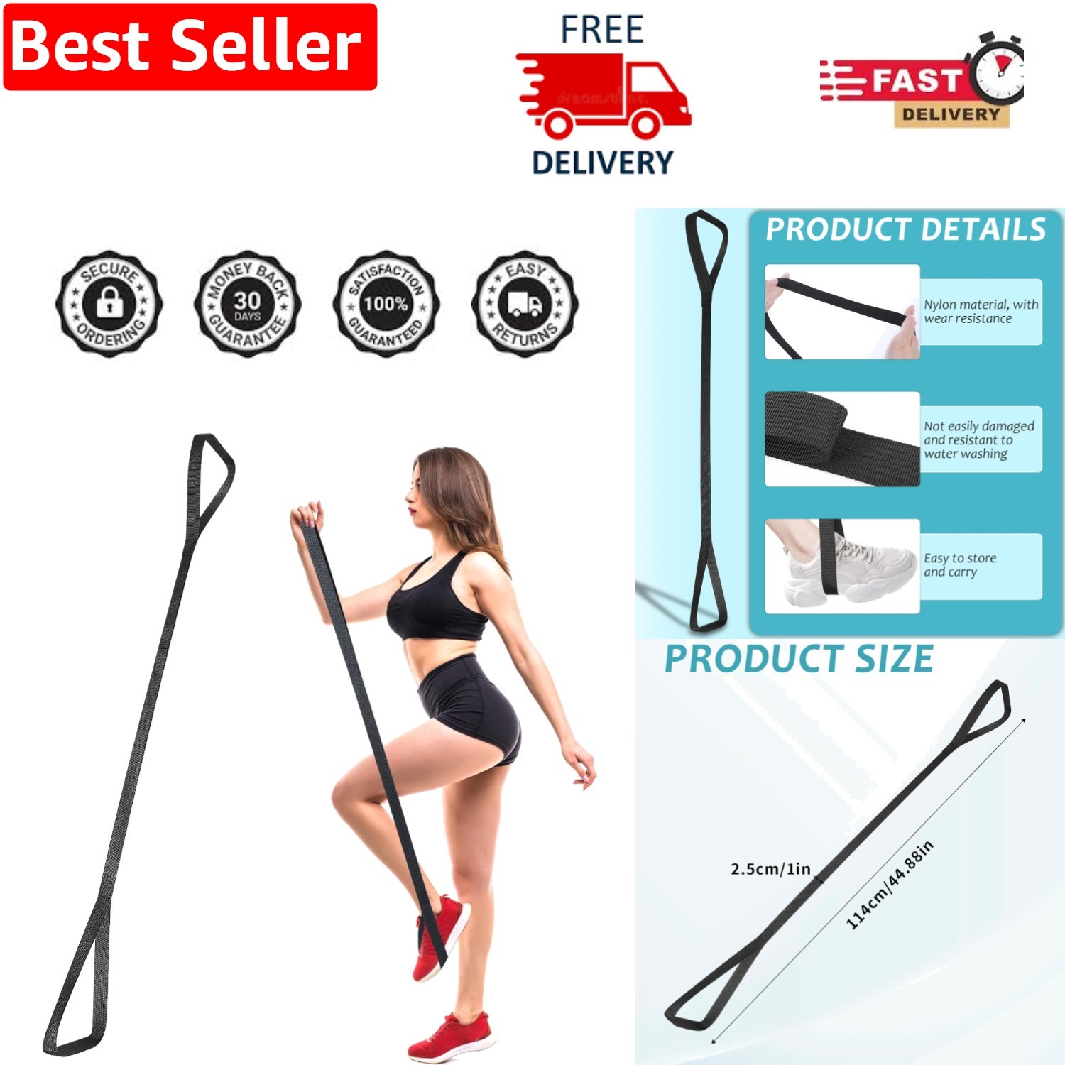Extra Long 46-Inch Leg Lifter for Elderly – Adjustable Mobility Aid Post-Surgery