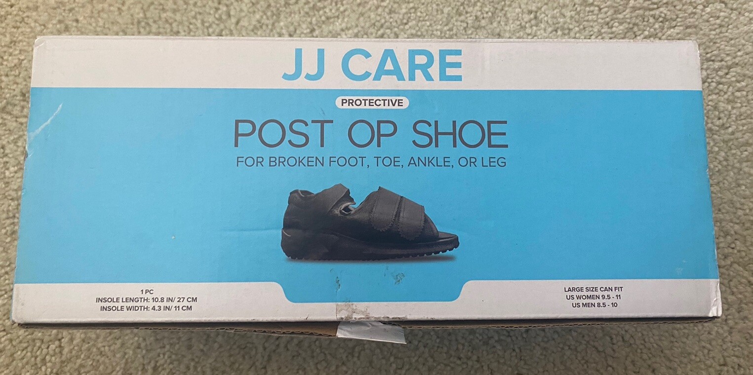 Post Op Shoe JJ CARE NEW Sz L Square Toe Lightweight Right/Left Black
