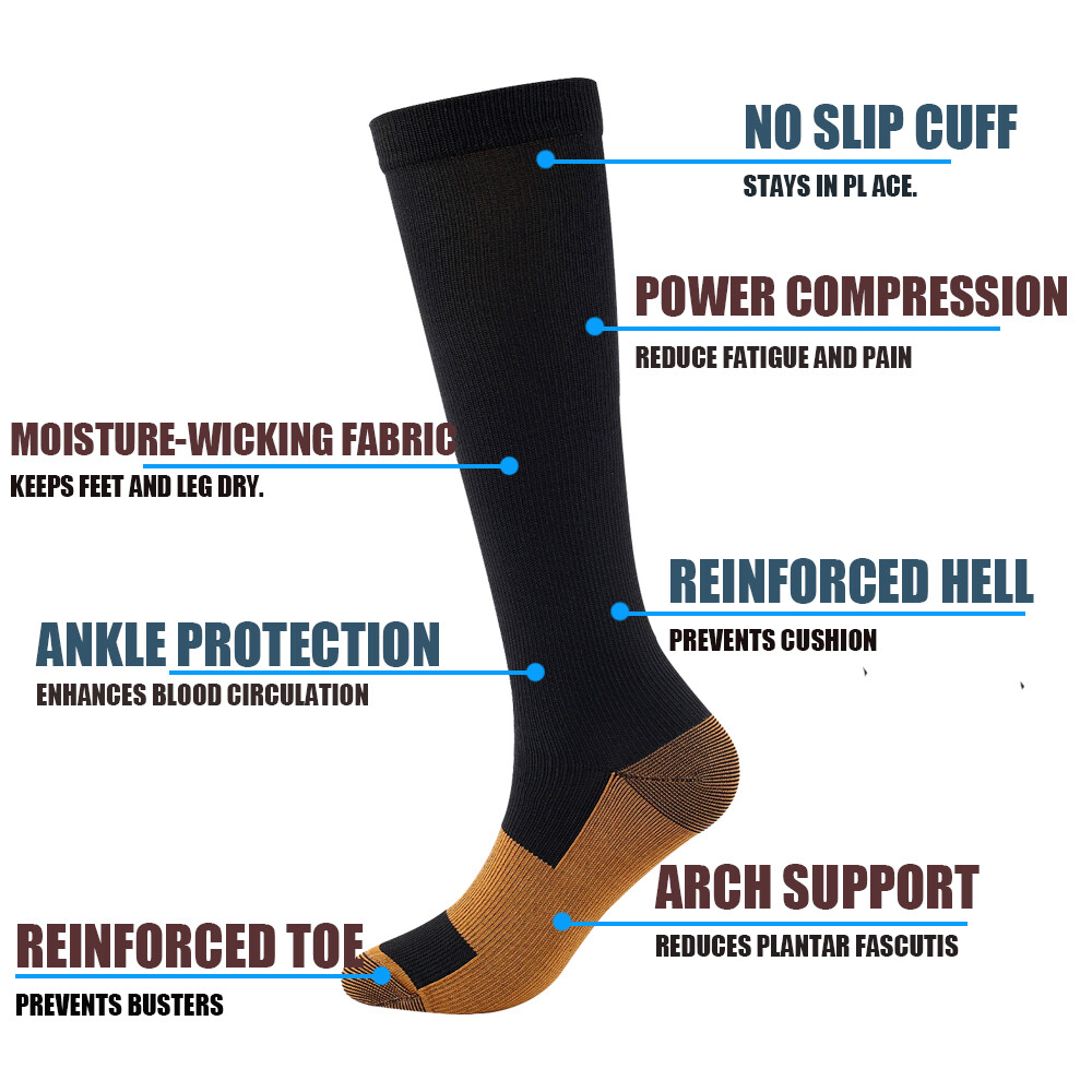 3Pair Socks Foot Ankle Brace Compression Support for Calf nerve S/M-XXL