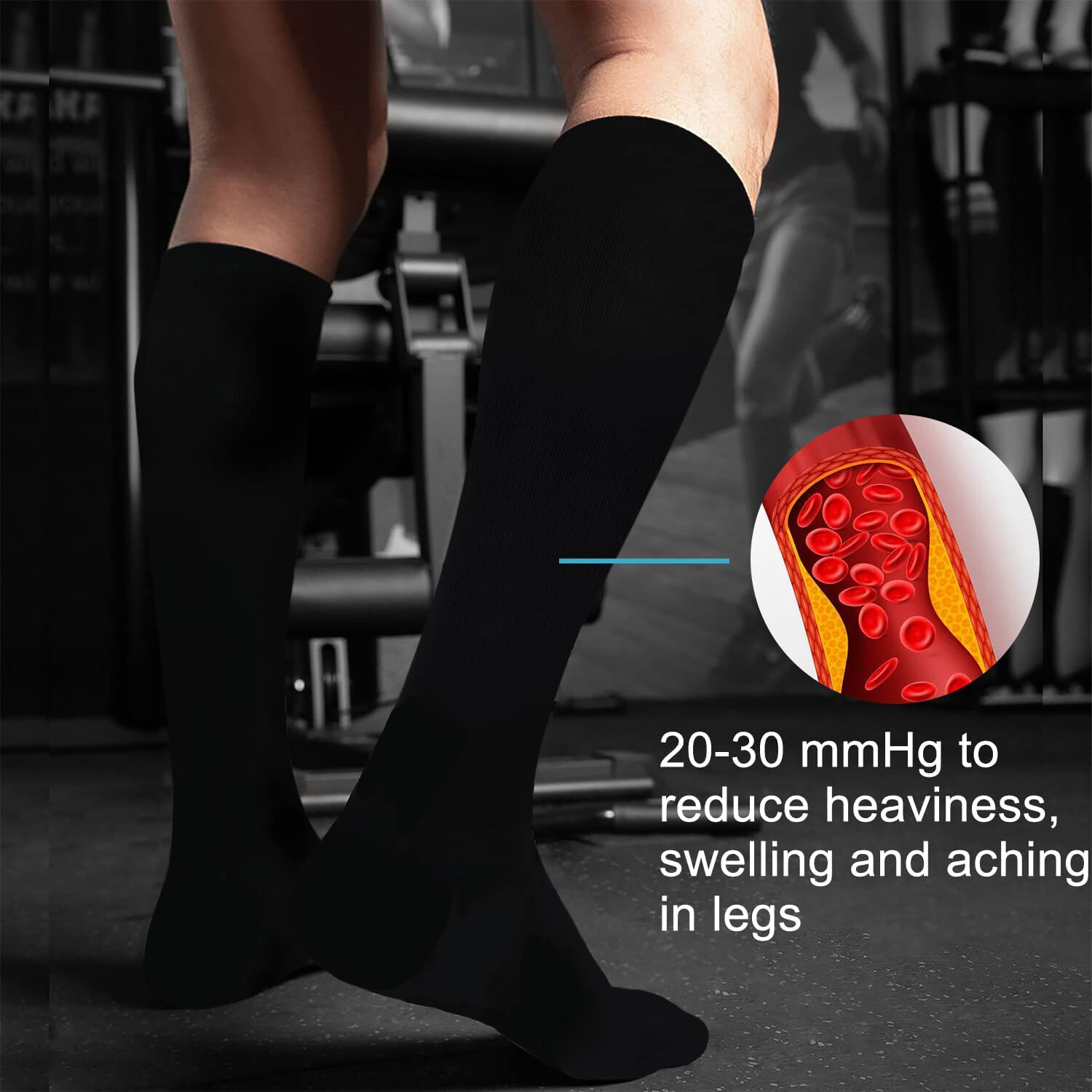 2 Pairs Compression Socks Unisex for Edema, Diabetic, Varicose Veins, Swelling