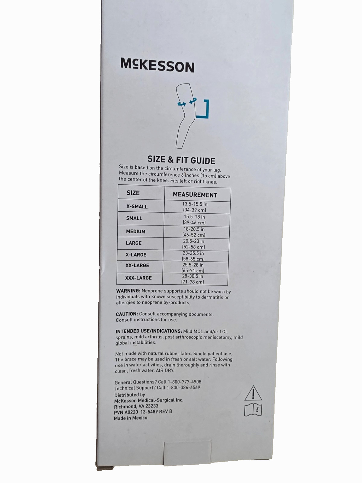 McKesson Open Patella Popiteal Hinged Knee Brace Black X Large 23-25.5″ XL NIB