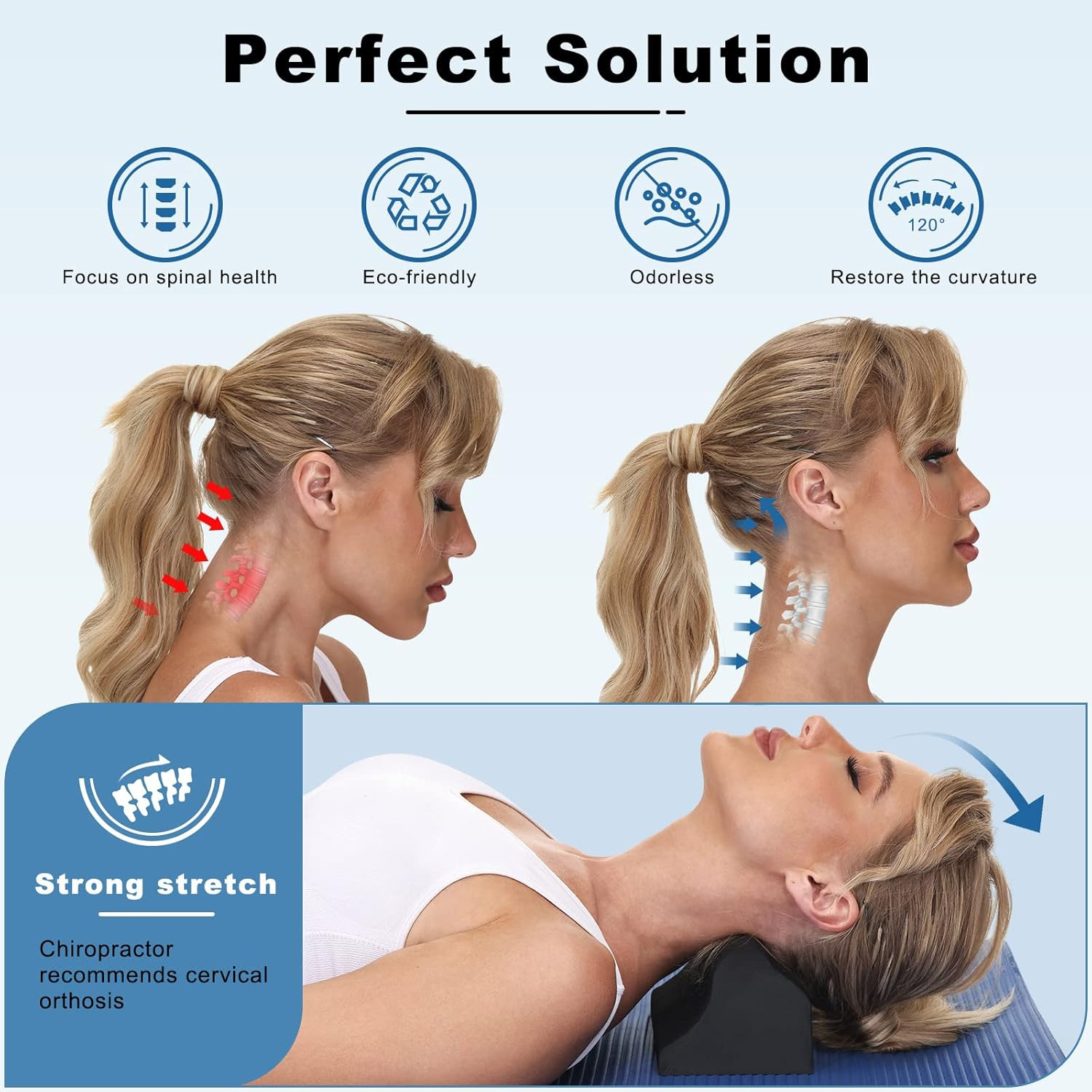 Neck Stretcher Chiropractic Pillows for Neck Pain Relief, Cervical Traction Devi
