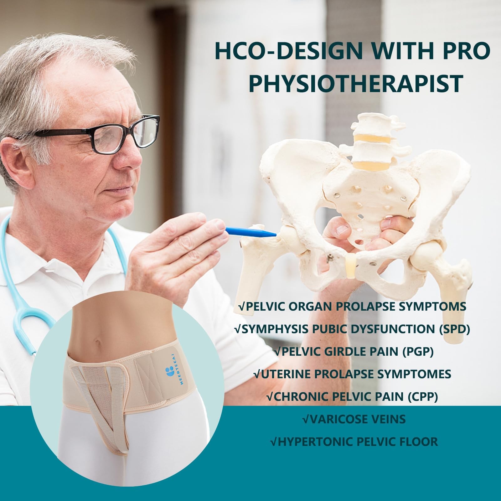 Pelvic Support Belt for Bladder, Uterine Prolapse, Postpartum Relief