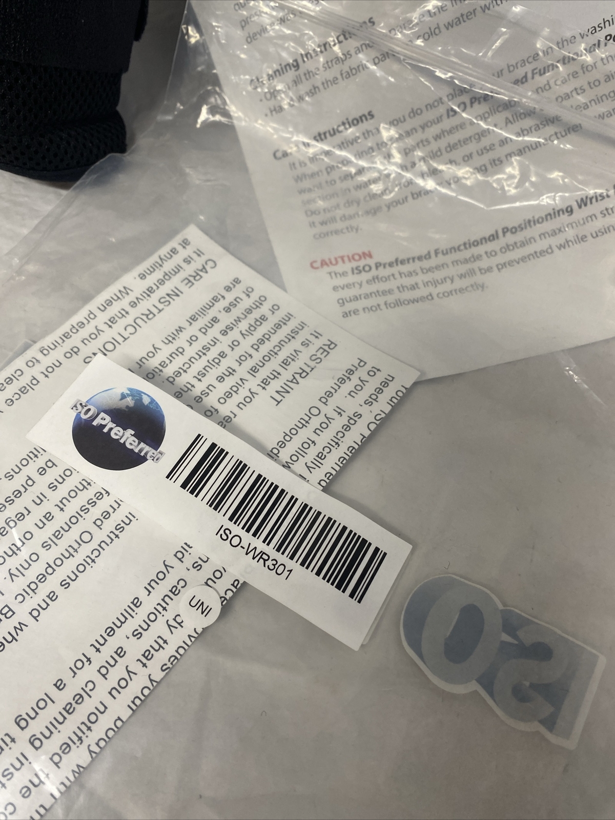 ISO Preferred wrist brace R/L/ black W/instructions NEW