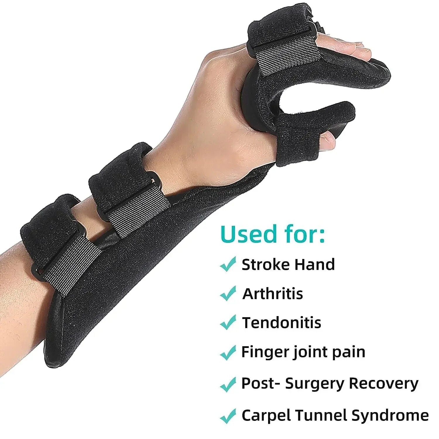 Adjustable Wrist Hand Splint Support Brace Immobilizer For Comfort, Black, S/L