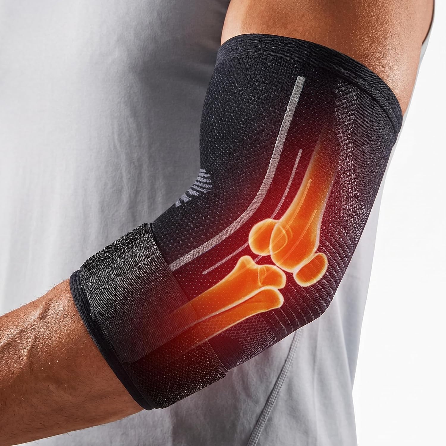 Elbow Brace for Tendonitis and Tennis Elbow, Fit for Women & Men, Large,Black