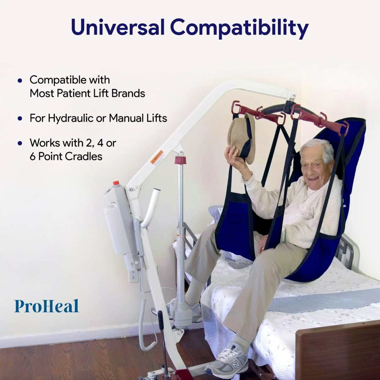 ProHeal Universal Lift U Sling, Medium, 59″L x 38″ Divided Leg for Patient Lift