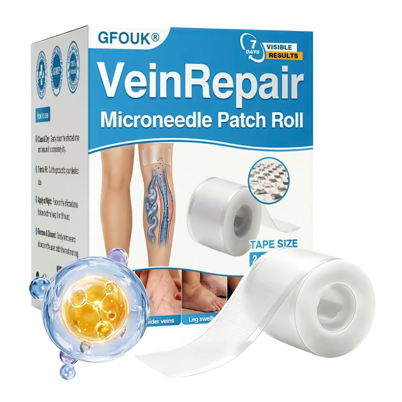 Microneedle Leg Care Patches Soothe Vein Discomfort Skin Relief Plaster （1 pack）