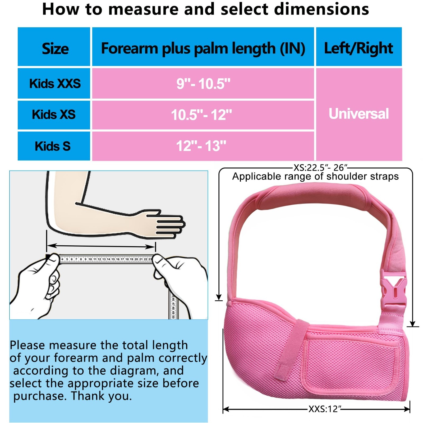 Kids Adjustable Arm Sling – Breathable Mesh Shoulder Immobilizer for Elbow & Wri