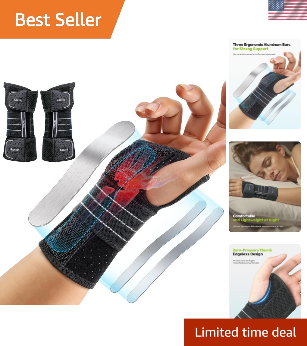 2 Pack Carpal Tunnel Wrist Braces, Adjustable Night Wrist Support with 3 Meta…