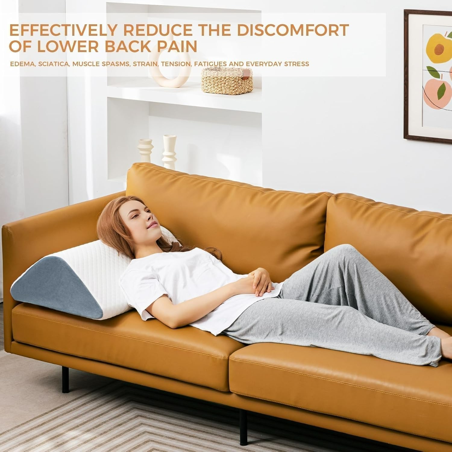 Knee Wedge Pillow for Leg Elevation Post Surgery Recovery with Cover