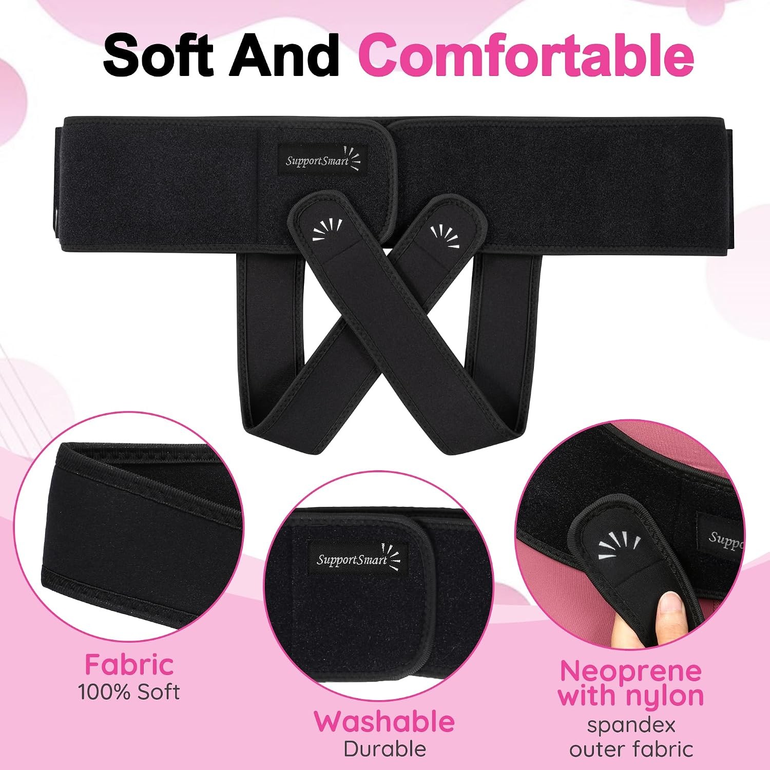 Adjustable Pregnancy Maternity Belt Pelvic Support Hip Relief Black Small Medium